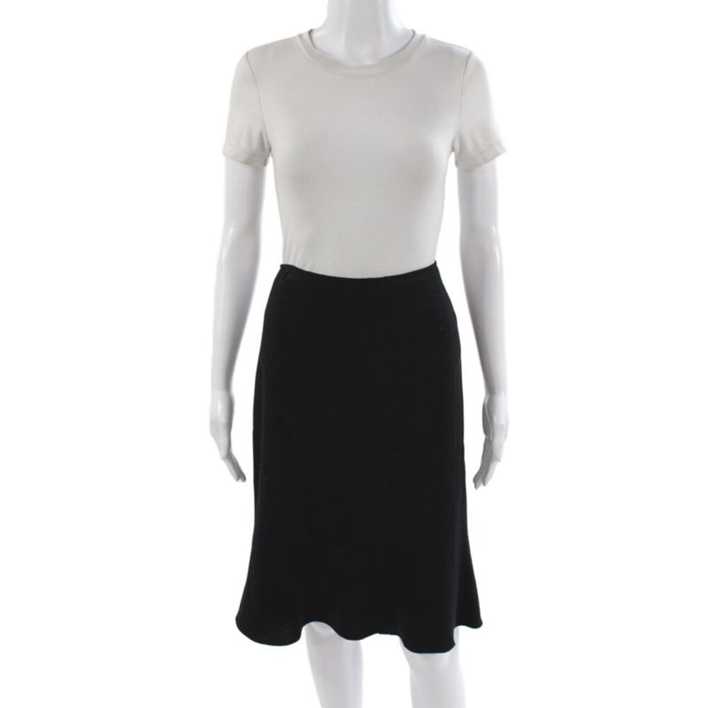 Rickie Freeman Teri Jon Womens Black Wool Trumpet Skirt Knee Length Size S